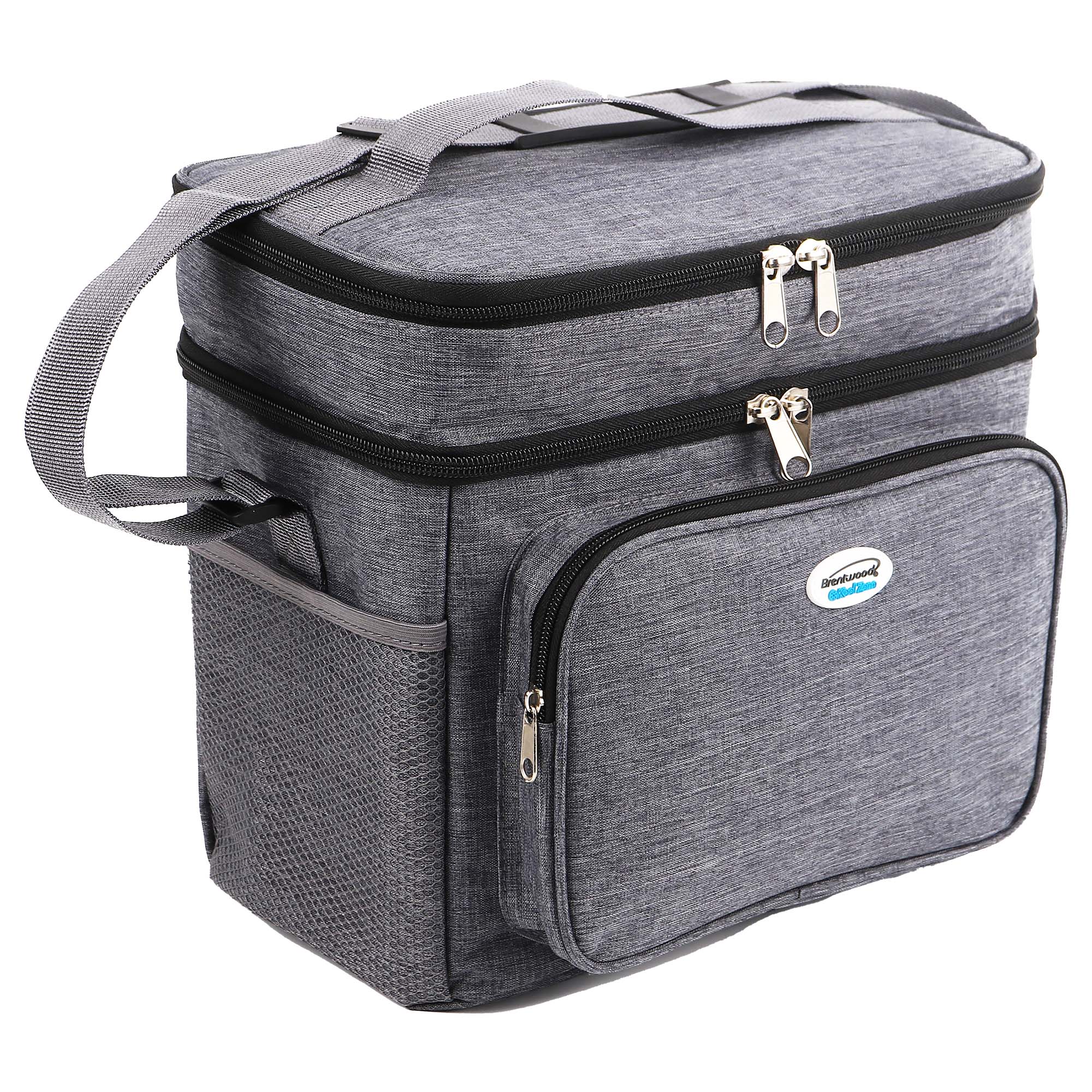 Brentwood Kool Zone CB-1202 12-Can Insulated Cooler Bag with Hard Liner, Grey
