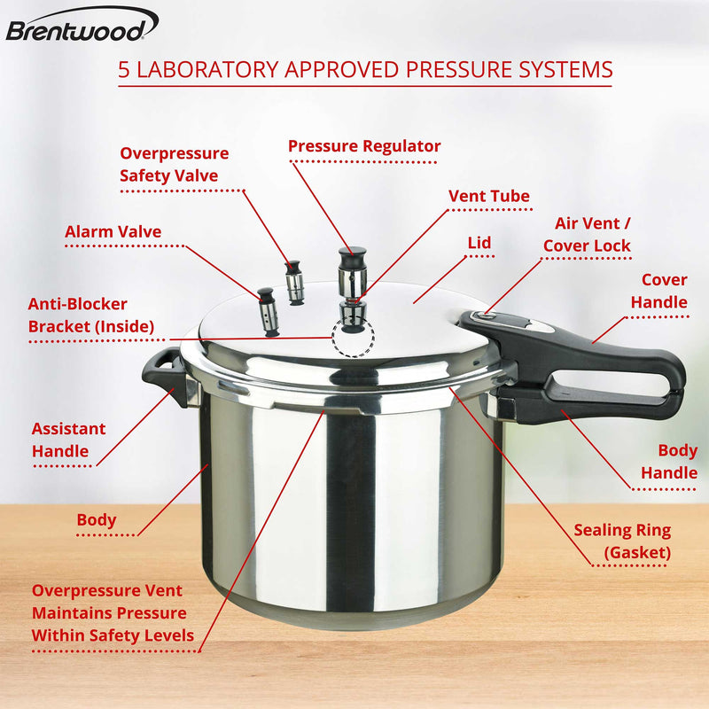 Brentwood BPC-105 6-Quart Pressure Cooker, Aluminum