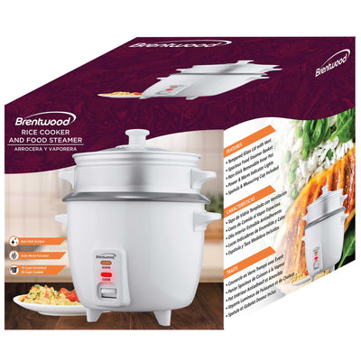 Brentwood TS-380S 10-Cup Uncooked/20-Cup Cooked Rice Cooker and Food Steamer, White