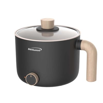 Brentwood HP-3170BK 1.5-Liter Multi-Function Electric Hot Pot Cooker with Ceramic Non-Stick Coating, White