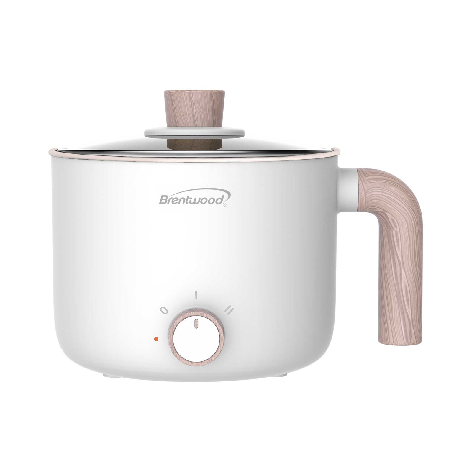 Brentwood HP-3170W 1.5-Liter Multi-Function Electric Hot Pot Cooker with Ceramic Non-Stick Coating, White