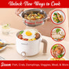 Brentwood HPS-3172W 1.5-Liter Multi-Function Electric Hot Pot Cooker with Ceramic Non-Stick Ceramic Coating and Stainless-Steel Food Steamer, White