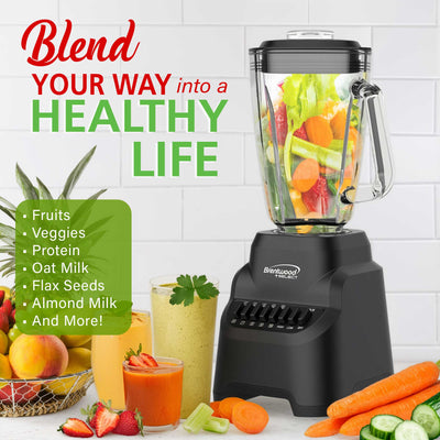 Brentwood Select JBS-500BK 10-Speed Countertop Blender with Pulse Button, 5.3-Cup Glass Jar, Stainless Steel Blades, Non-Slip Base, Dishwasher-Safe Parts, Black