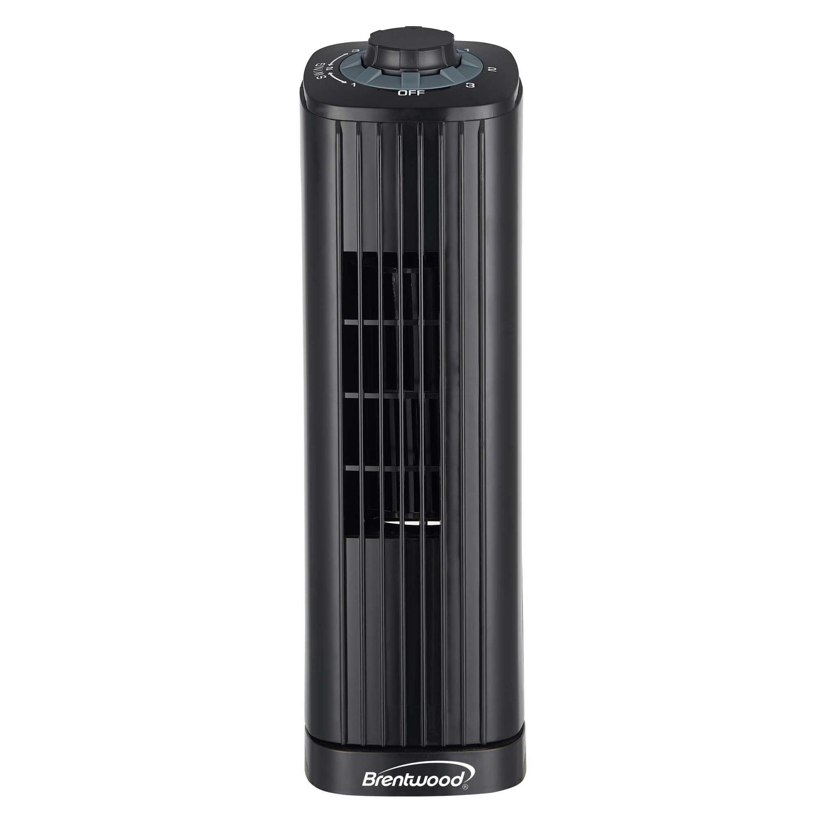 Brentwood F-14TBK 14-Inch Portable Tower Fan with 3-Speeds, 16ft/s Velocity, 50° Oscillation, and Carry Handle, Black