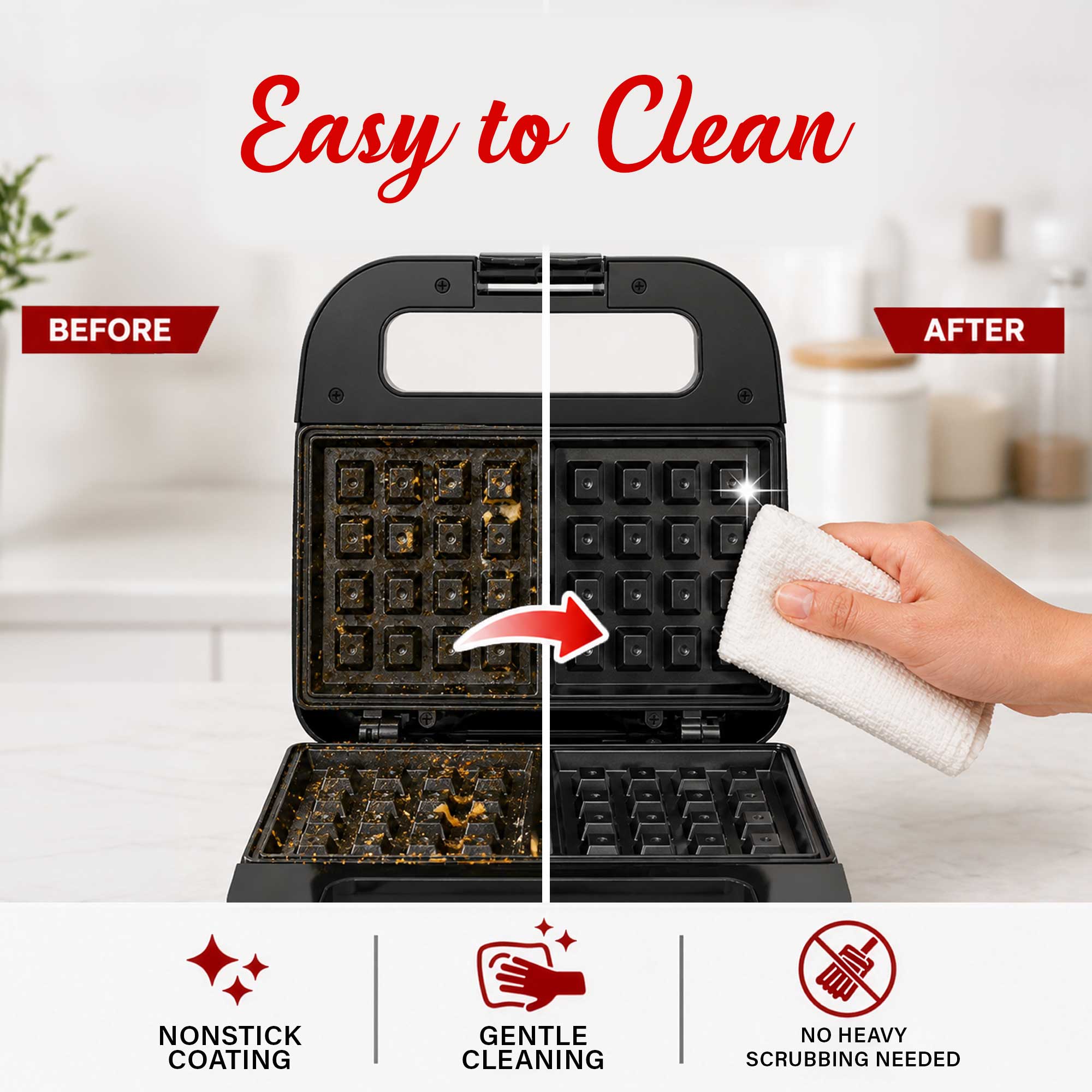 Coming Soon - Brentwood TS-244BK Electric Non-Stick 2-Slice Belgian Waffle Maker, Black