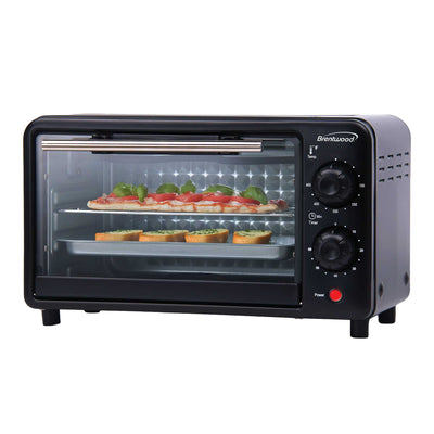 Brentwood TS-3437BK 2 Slice Countertop Toaster Oven with 60 Minute Timer, Auto Shut Off, Adjustable Temperature, Toast, Bake, and Keep Warm, Black