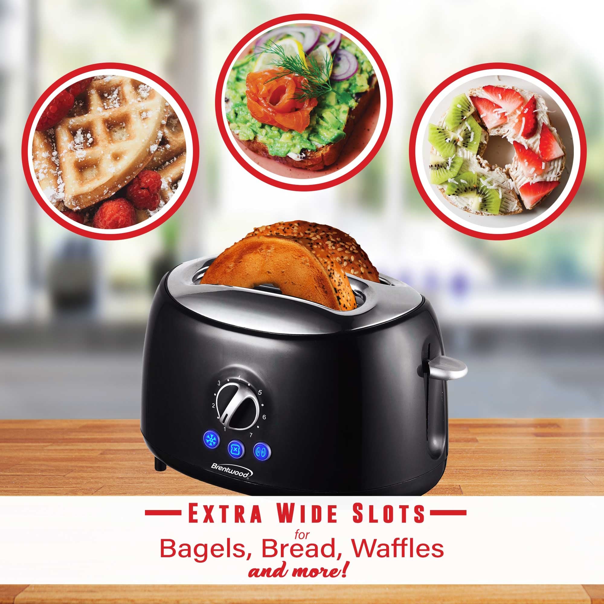 2-slice Toaster With Wide Slots - 7 Browning Settings For Bagels, Artisan Bread & More Wide Slot Toaster 2-slice Toaster With Wide Slots - 7 Browning Settings For Bagels, Artisan Bread & More Wide Slot Toaster