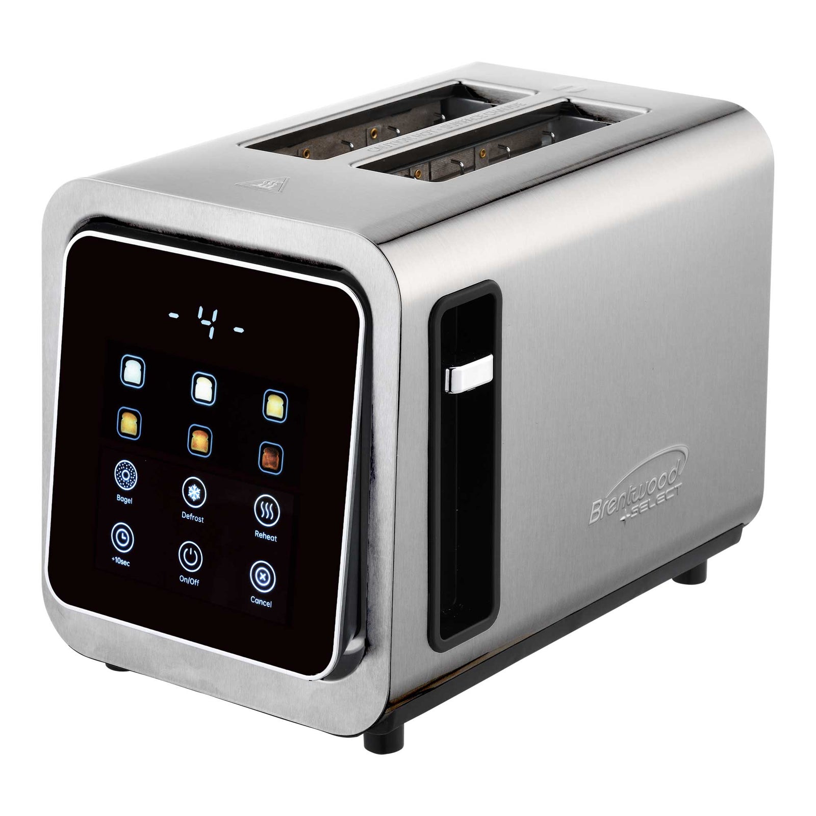 Brentwood TS-228DS Touch Screen 2-Slice Digital Toaster with Extra Wide Slots, 6 Shade Settings, Bagel, Cancel, Defrost, and Reheat Functions, Stainless Steel