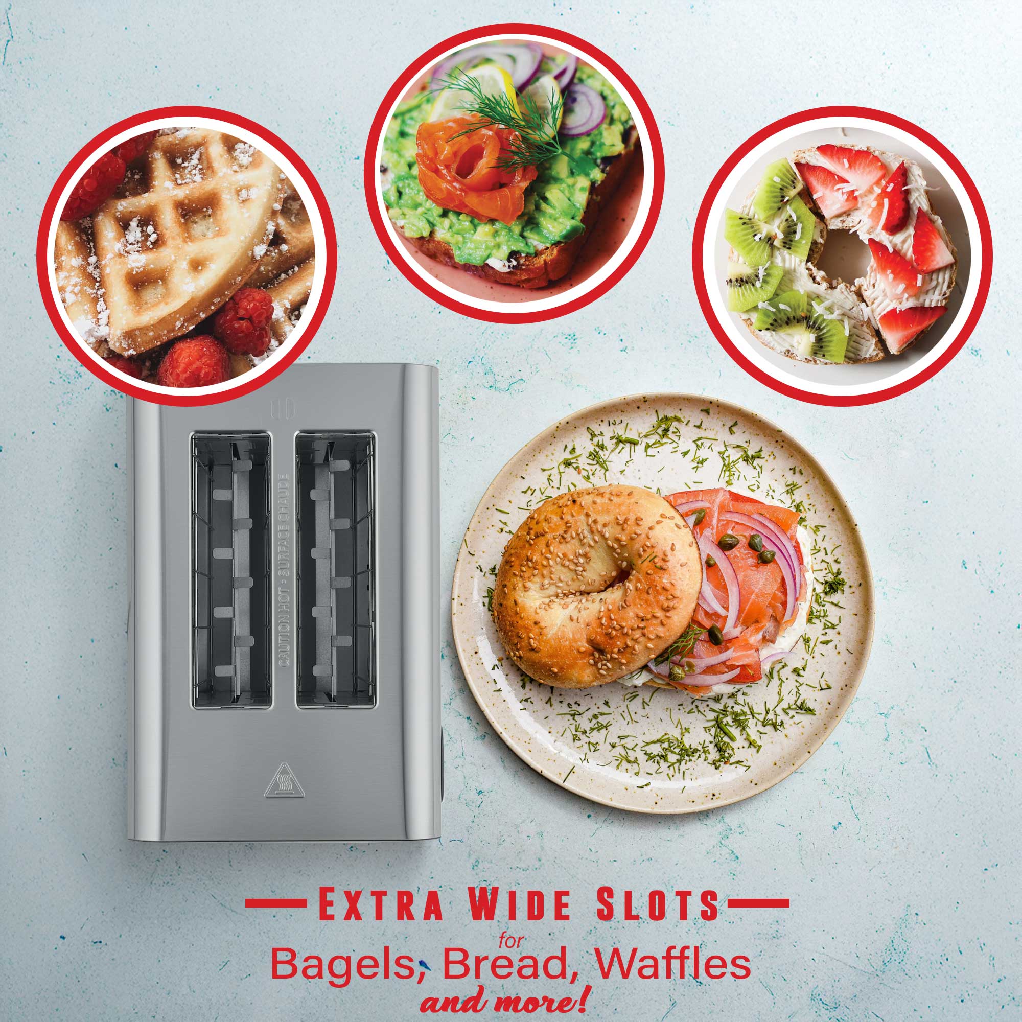 Brentwood TS-228DS Touch Screen 2-Slice Digital Toaster with Extra Wide Slots, 6 Shade Settings, Bagel, Cancel, Defrost, and Reheat Functions, Stainless Steel