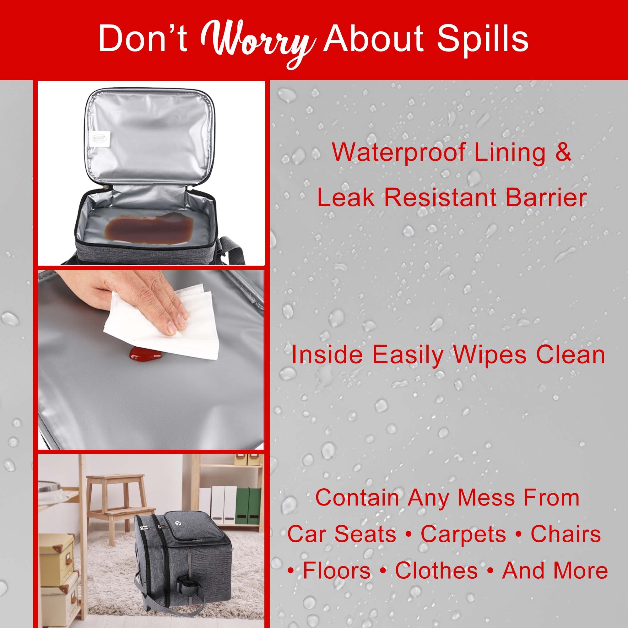 Brentwood Kool Zone CB-2402 24-Can Insulated Cooler Bag with Hard Liner, Grey