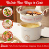 Brentwood HPS-3302W 3-Liter Multi-Function Electric Hot Pot Cooker with Ceramic Non-Stick Ceramic Coating and Food Steamer, White