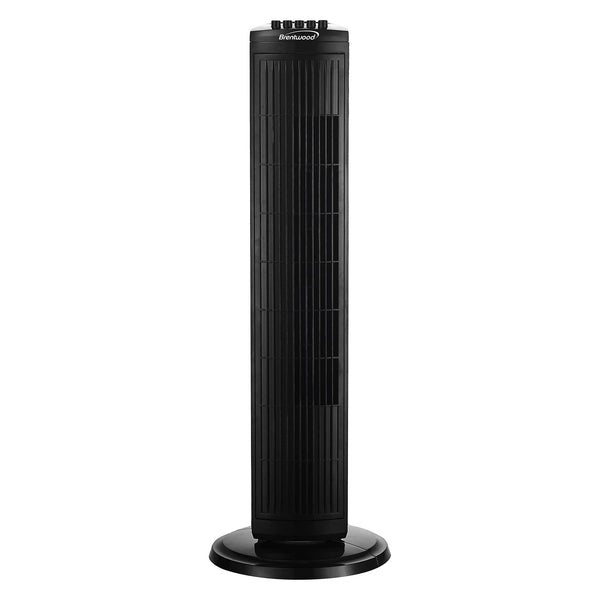 Brentwood Kool Zone F-30TB 3-Speed 30” Oscillating Tower Fan, Black ...