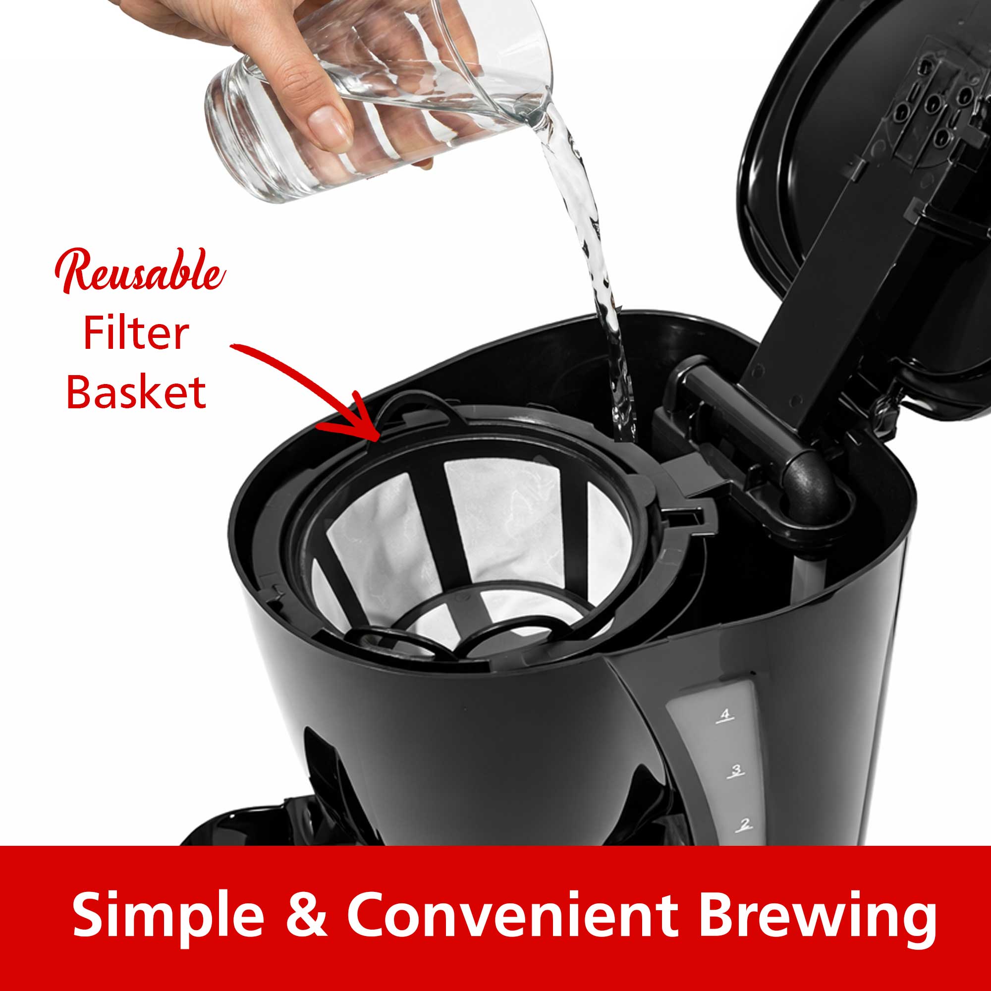Brentwood TS-212BK 4 Cup Coffee Maker, Black