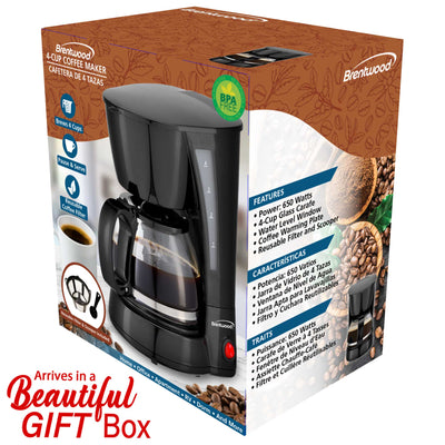 Brentwood TS-212BK 4 Cup Coffee Maker, Black