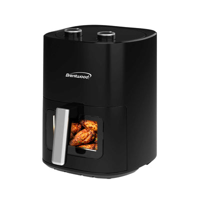 Brentwood AF-454BK 1500W 4.5-Quart Air Fryer with Easy View Window, 60 Minute Timer & Temp. Control, Black