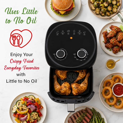 Brentwood AF-454BK 1500W 4.5-Quart Air Fryer with Easy View Window, 60 Minute Timer & Temp. Control, Black