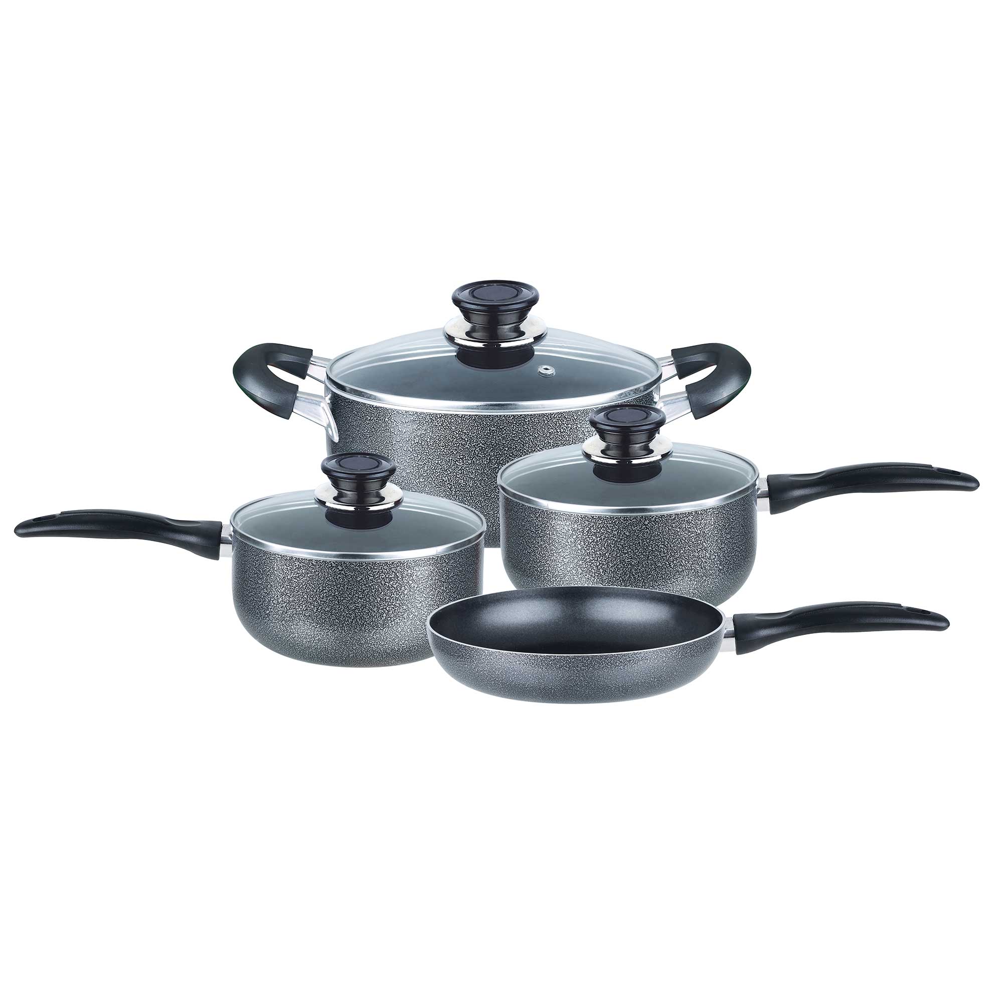 7 Piece Aluminum Non-Stick Dishwasher Safe Cookware Set, Pots and Pans, Black