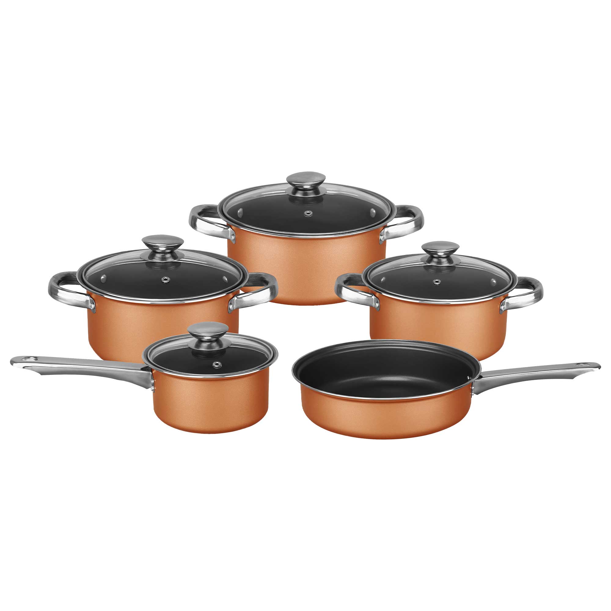 Brentwood BPS-309C 9-Piece Non-Stick Cookware Set, Copper