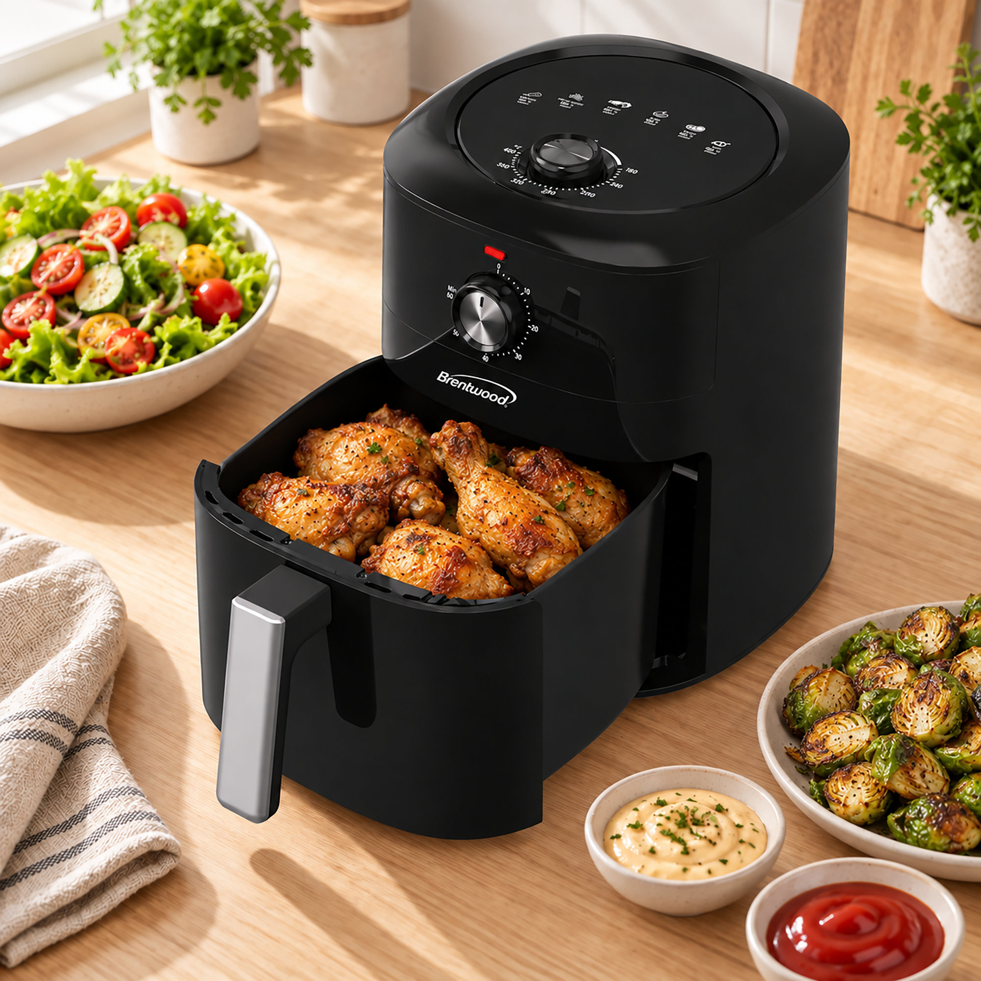 Brentwood AF-455BK 1500W 4.5-Quart Air Fryer with 60 Minute Timer & Temp. Control, Black