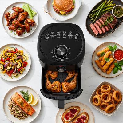 Brentwood AF-455BK 1500W 4.5-Quart Air Fryer with 60 Minute Timer & Temp. Control, Black