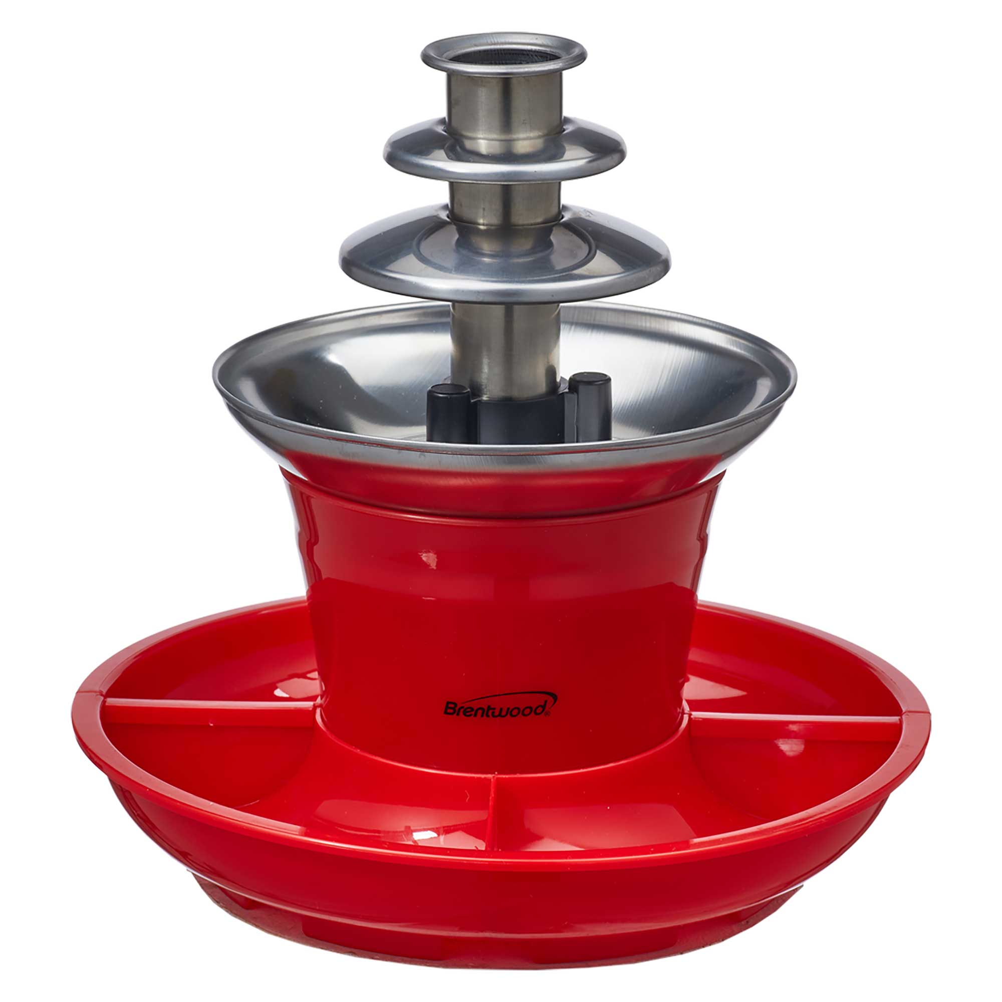 Brentwood CF-4025R 3-Tier Electric Chocolate and Cheese Fondue Fountain Machine, Red