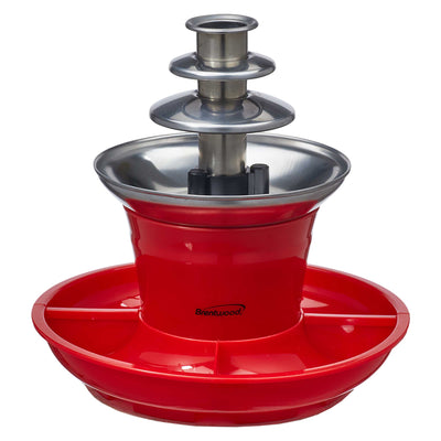 Brentwood CF-4025R 3-Tier Electric Chocolate and Cheese Fondue Fountain Machine, Red