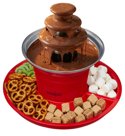 Brentwood CF-4025R 3-Tier Electric Chocolate and Cheese Fondue Fountain Machine, Red