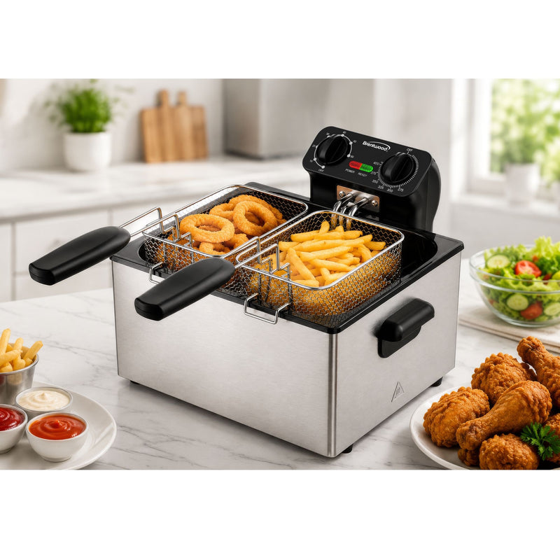 Coming Soon - Brentwood DF-550S 21-Cup Electric Stainless Steel Deep Fryer with 2 Small and 1 Large Removable Fry Baskets