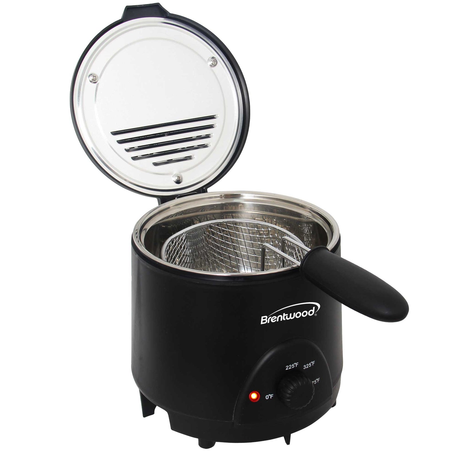 Brentwood DF-715BK 1.6QT Electric Deep Fryer with 6.4 Cup Oil Capacity, Stainless Steel Pot, Restaurant Style Basket, Cool Touch Body, and Adjustable Temperature Control, Black