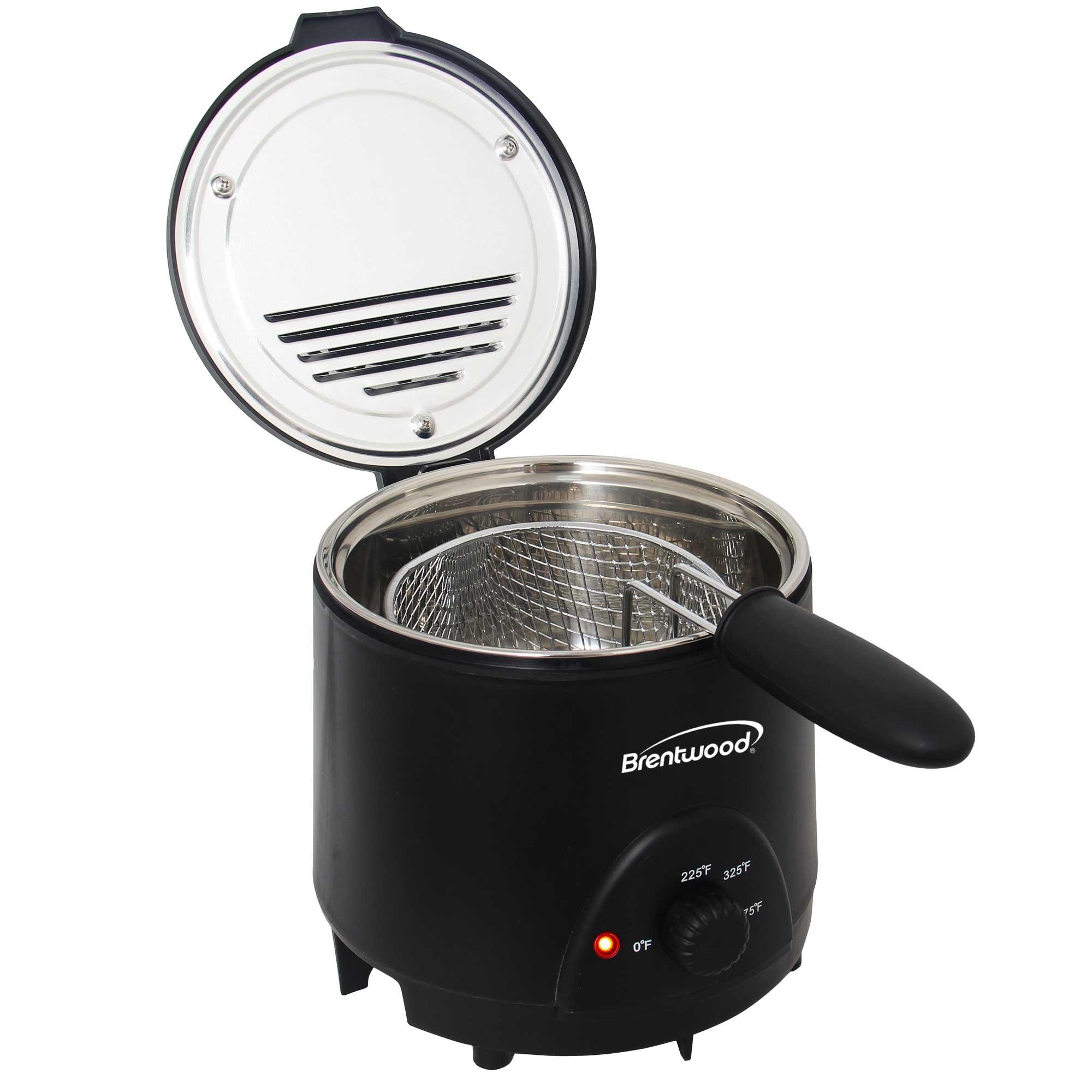 Brentwood DF-715BK 1.6QT Electric Deep Fryer with 6.4 Cup Oil Capacity, Stainless Steel Pot, Restaurant Style Basket, Cool Touch Body, and Adjustable Temperature Control, Black