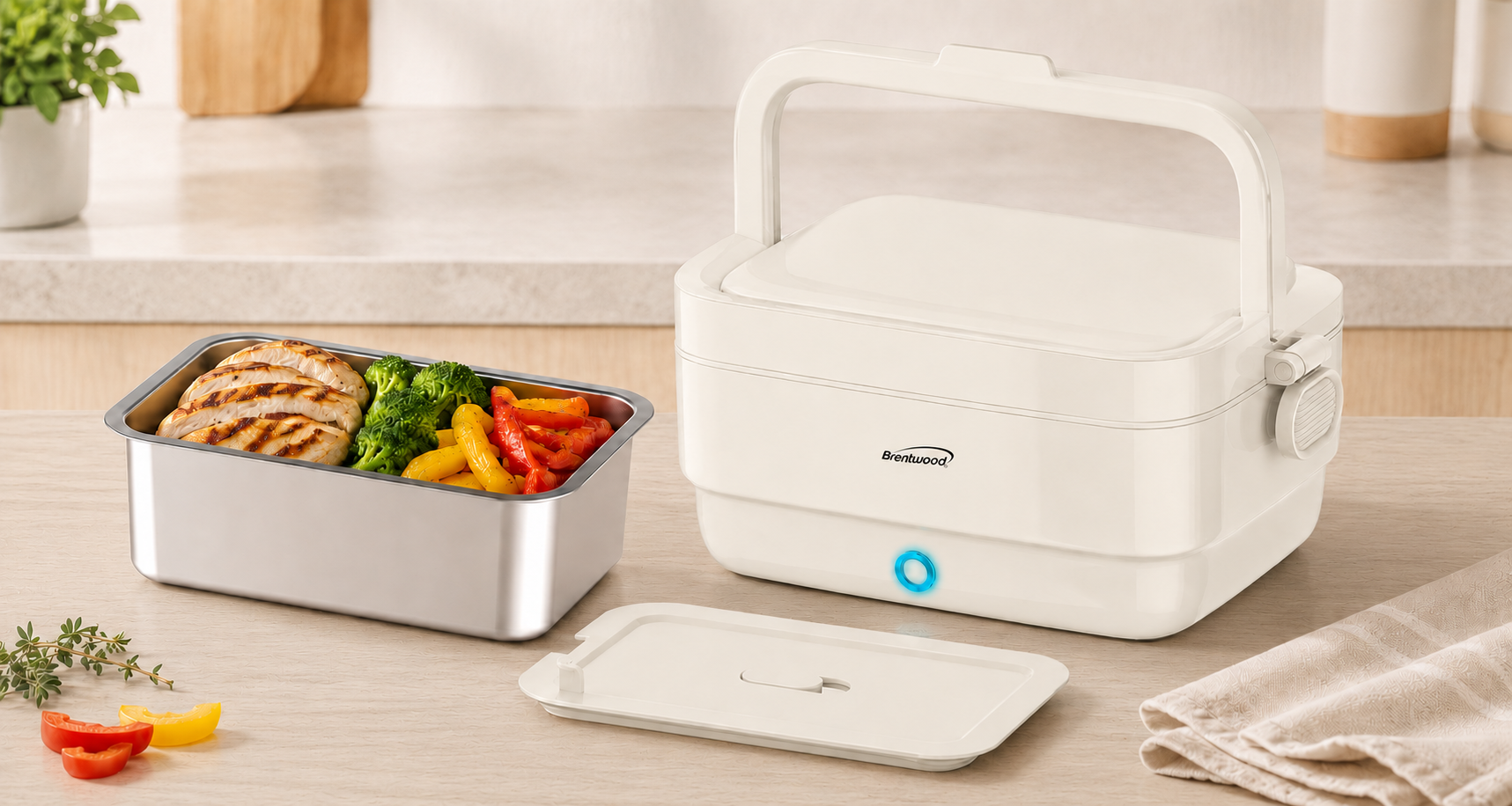 Coming Soon - Brentwood ELB-900CRM 80W Electric Lunch Box Food Warmer, Portable, Leakproof, 4-Cups, Cream