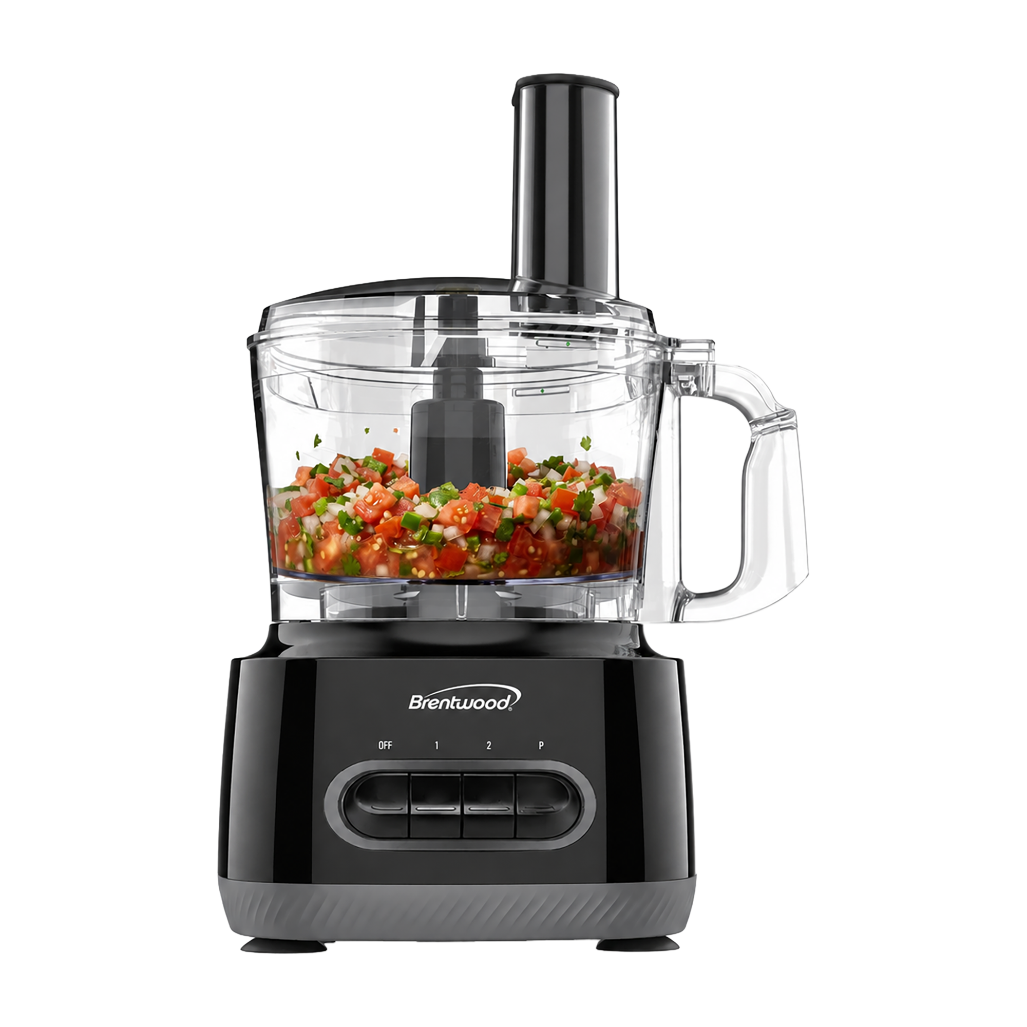 Brentwood FP-586BK 350w 8-Cup Food Processor, 4 Speeds, Chop, Slice, Shred, Grate, Wisk, Mix Dough, Julienne, Emulsify, Puree, Stainless Steel Blades, Black