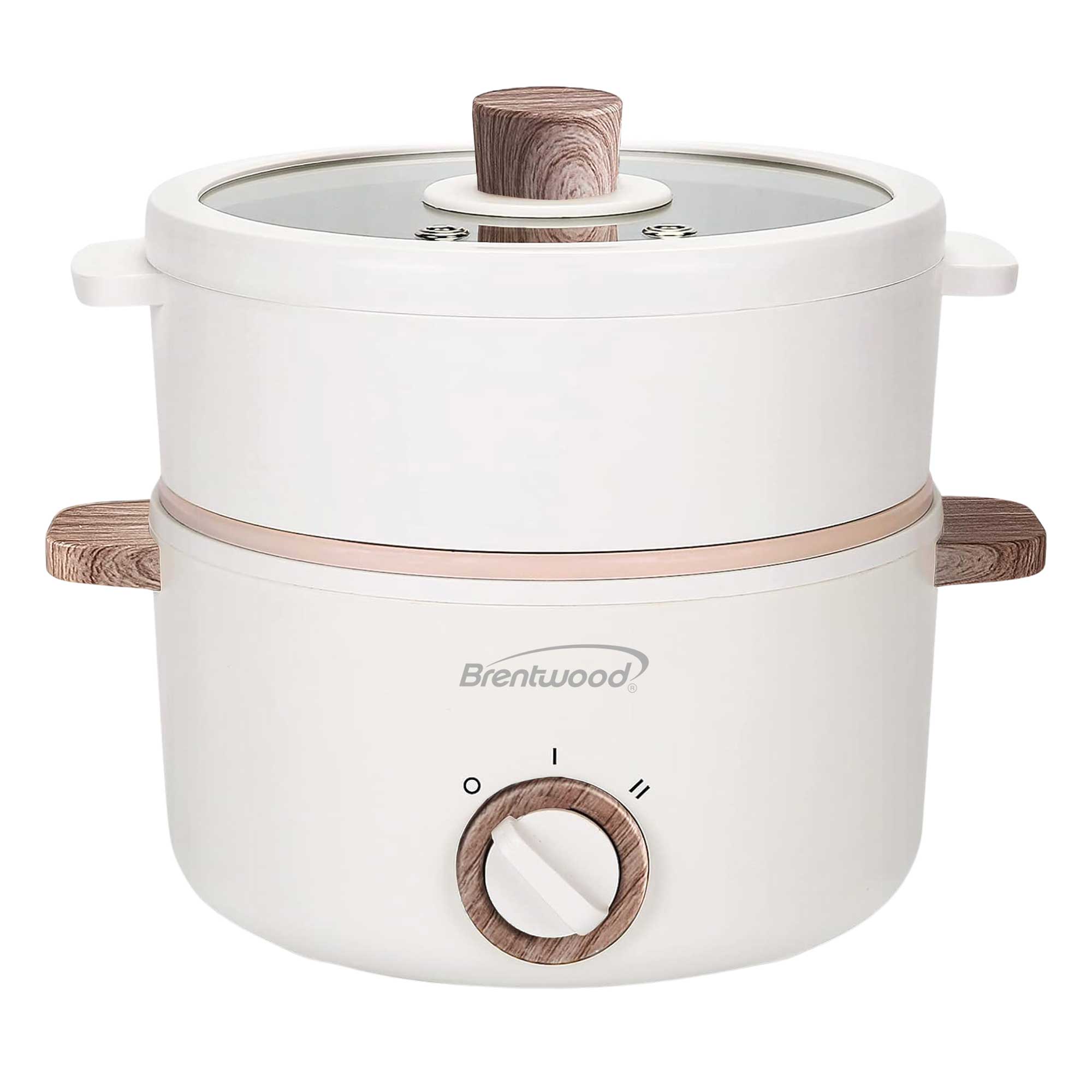 Coming Soon - Brentwood HPS-3162W 1.5-Liter Multi-Function Electric Hot Pot Cooker with Ceramic Non-Stick Ceramic Coating and Stainless-Steel Food Steamer, White