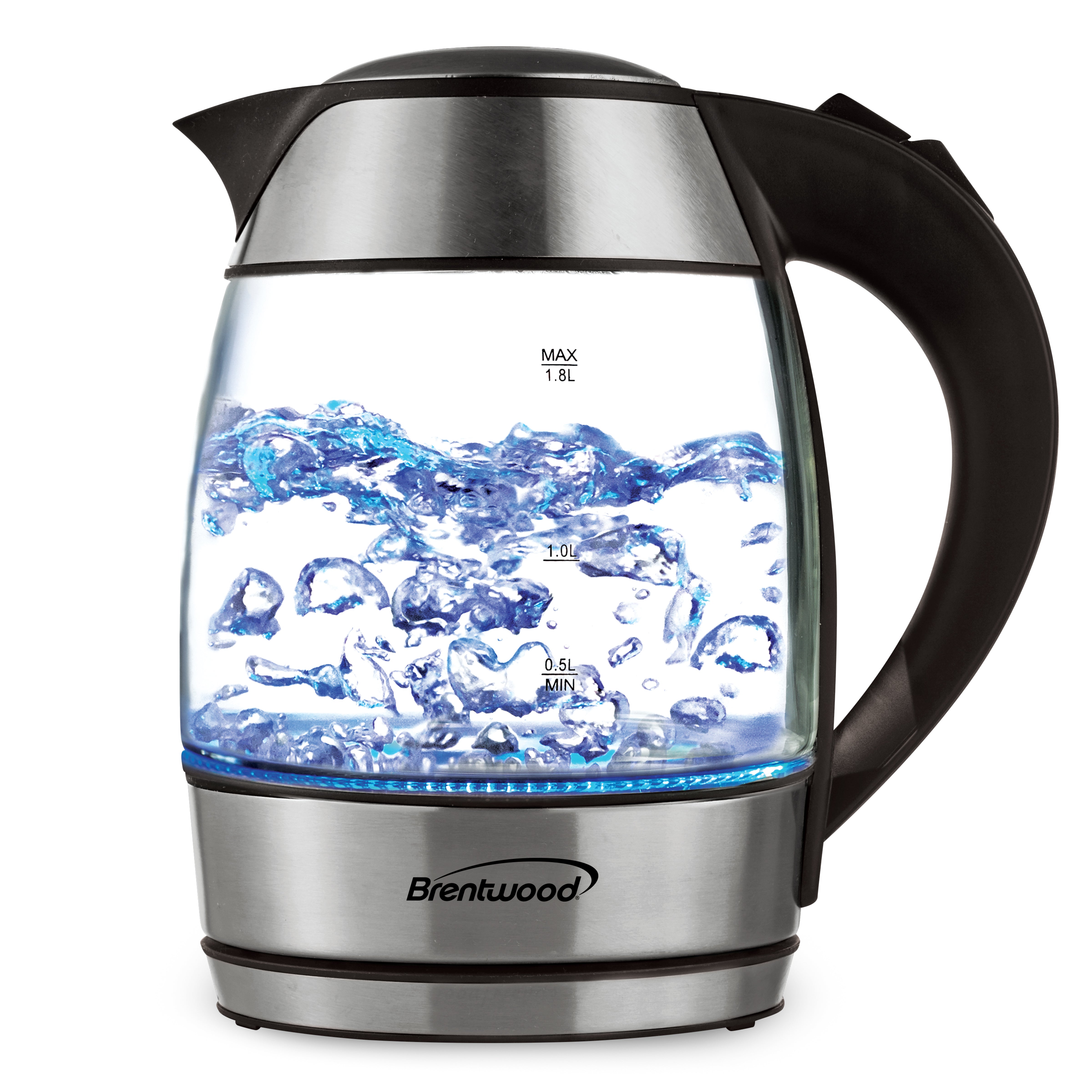 Brentwood KT-1960BK 1.8L Cordless Glass Electric Kettle with Tea