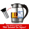 Brentwood KT-1960BK 1.8L Cordless Glass Electric Kettle with Tea Infuser, Black