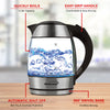 Brentwood KT-1960BK 1.8L Cordless Glass Electric Kettle with Tea Infuser, Black