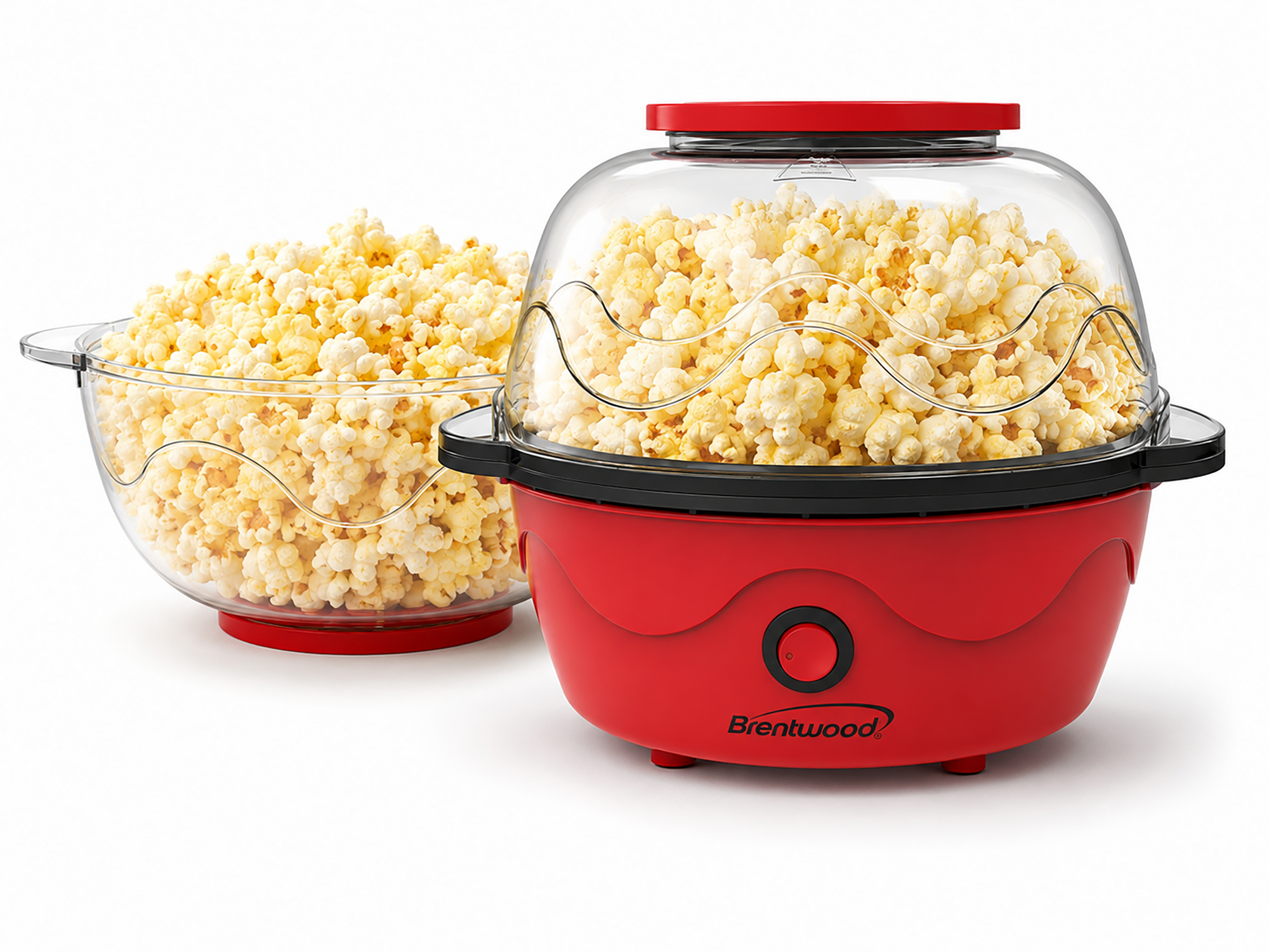 Coming Soon - Brentwood PC-489R 12-Cup Healthy Hot Air Popcorn Maker with 2-in-1 Measuring Cup and Butter Melting Tray, Red