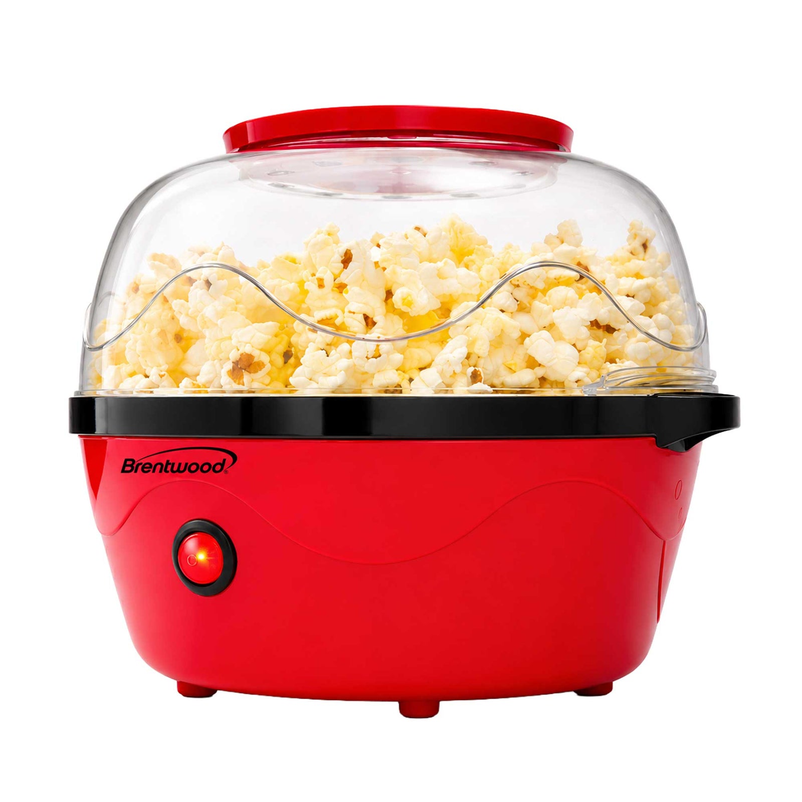 Brentwood PC-489R 12-Cup Healthy Hot Air Popcorn Maker with 2-in-1 Measuring Cup and Butter Melting Tray, Red