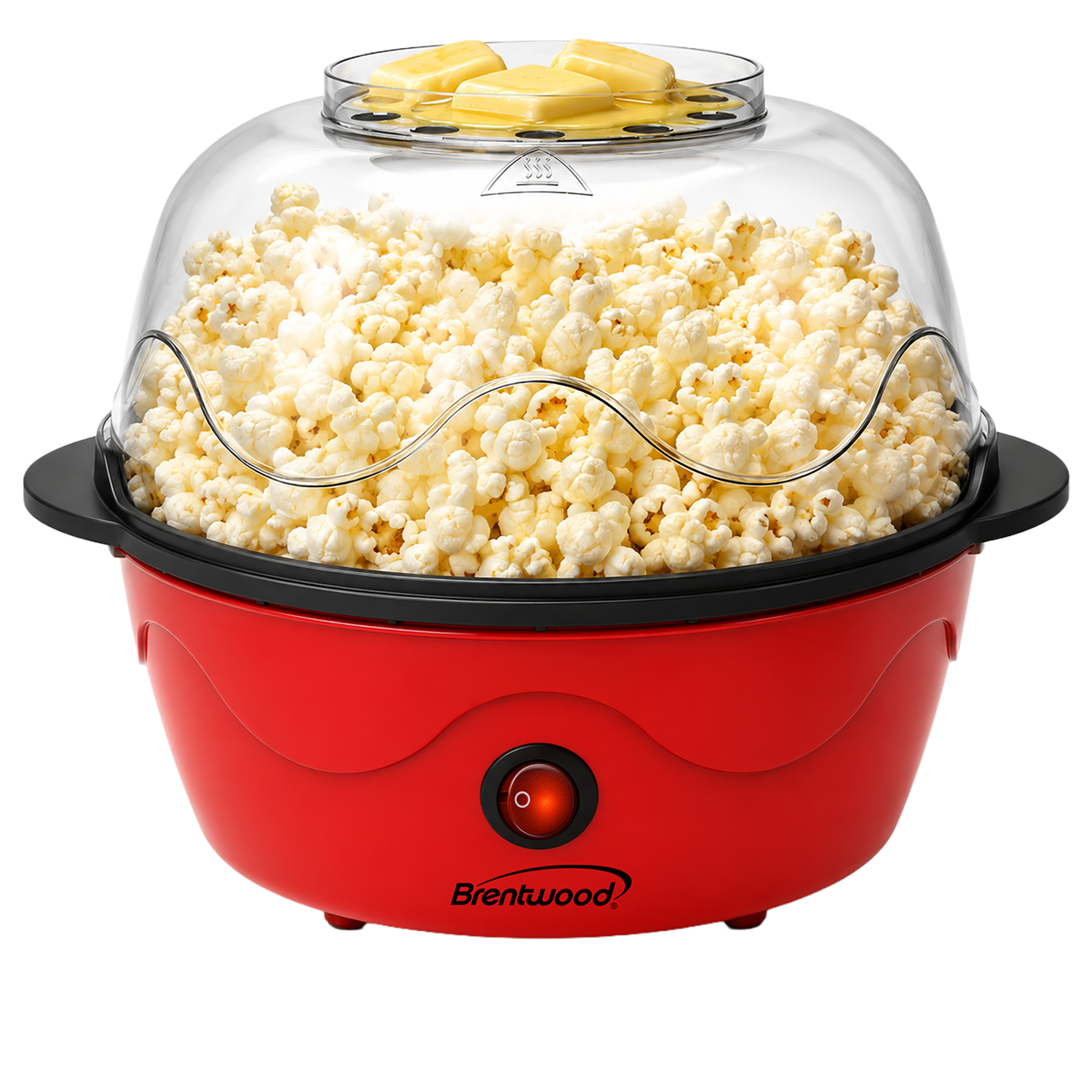 Coming Soon - Brentwood PC-489R 12-Cup Healthy Hot Air Popcorn Maker with 2-in-1 Measuring Cup and Butter Melting Tray, Red