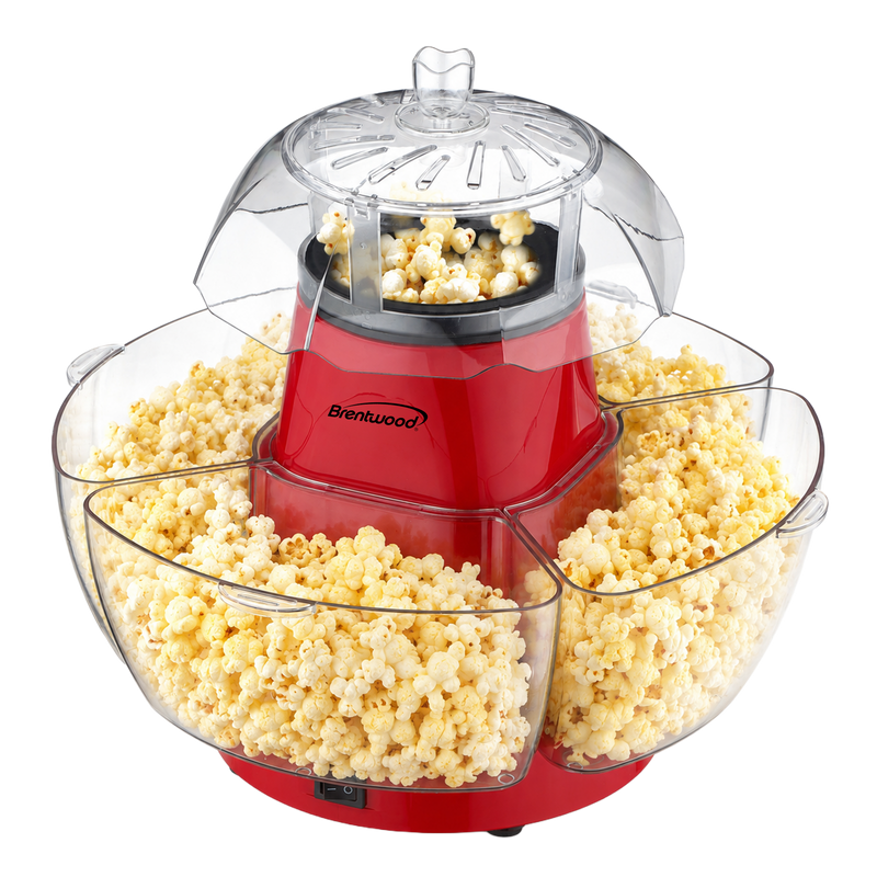 Coming Soon - Brentwood PC-491R 24-Cup Hot Air Popcorn Maker with 4 Serving Bowls & Measuring Cup, Red