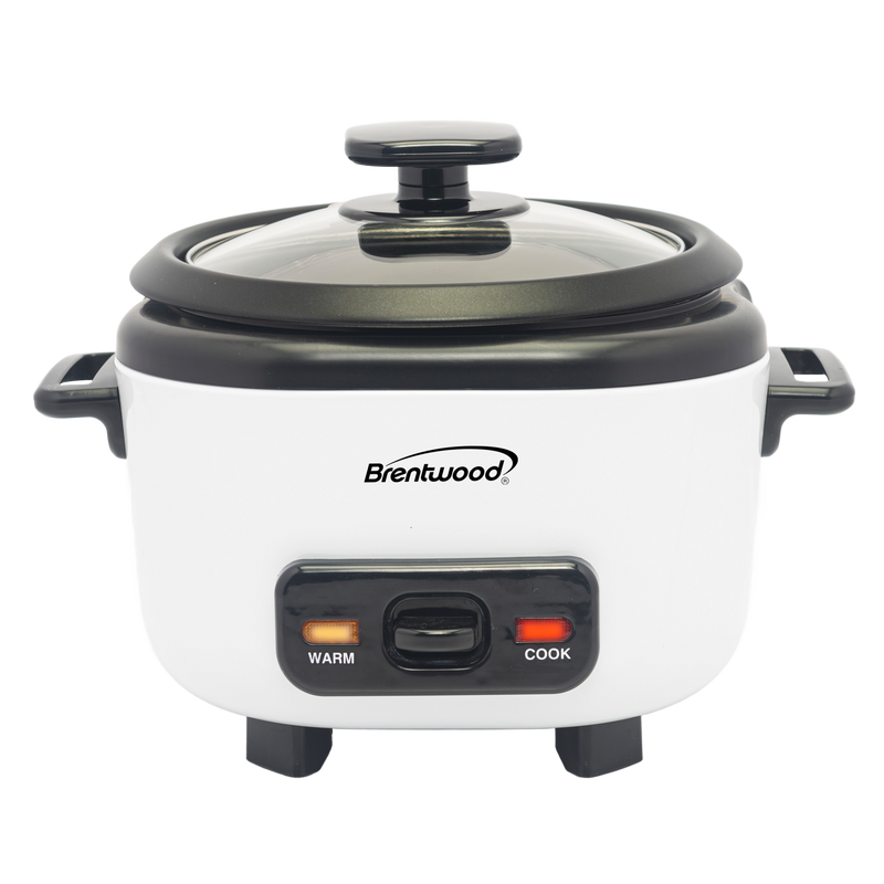 Brentwood RC-5006W 6-Cups Cooked/3-Cups Uncooked Rice Cooker with Steam Tray, Measuring Cup, and Spatula, White