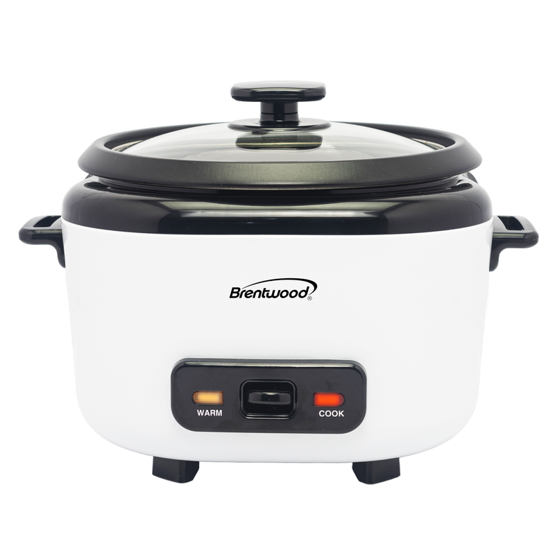 Brentwood RC-5010W 10-Cups Cooked/5-Cups Uncooked Rice Cooker with Steam Tray, Measuring Cup, and Spatula, White