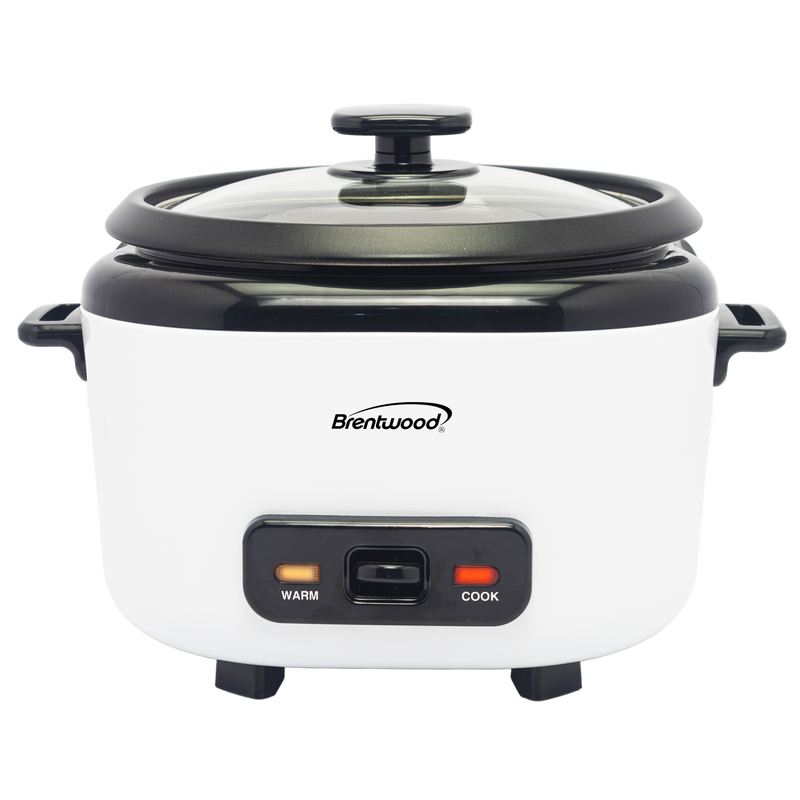 Brentwood RC-5016W 16-Cup Cooked/8-Cup Uncooked Rice Cooker with Steam Tray, Measuring Cup, and Spatula, White