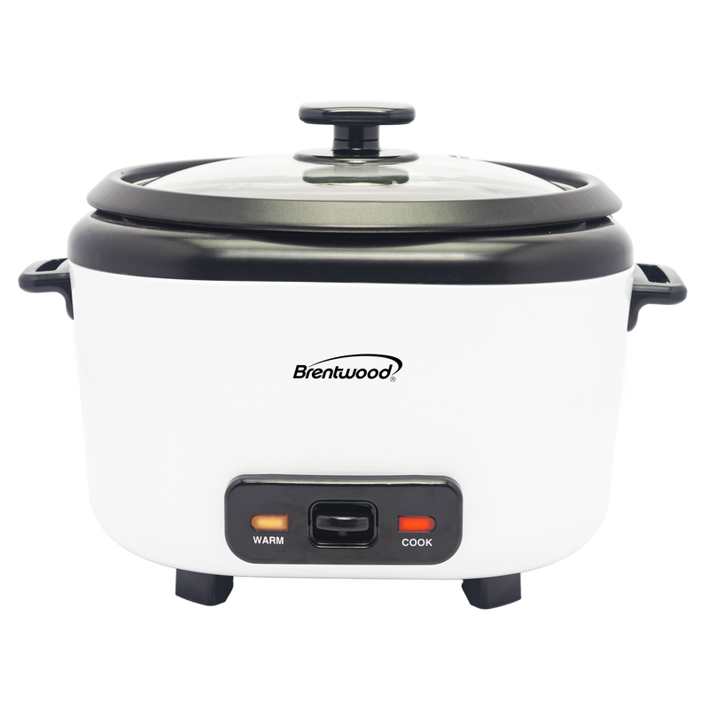 Brentwood RC-5020W 20-Cups Cooked/10-Cups Uncooked Rice Cooker with Steam Tray, Measuring Cup, and Spatula, White