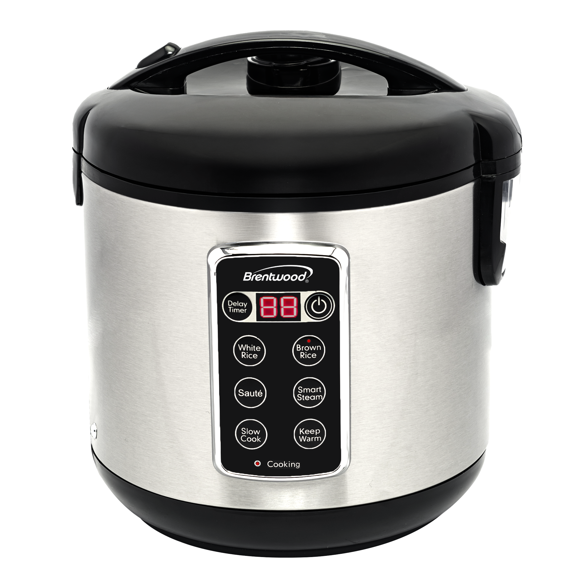 Brentwood RC-5110DS 10-Cups Cooked/5-Cups Uncooked 7-Function Smart Rice Multi-Cooker – Food Steamer, Slow Cooker, Sauté, Keep Warm, and Delay Timer, Stainless Steel