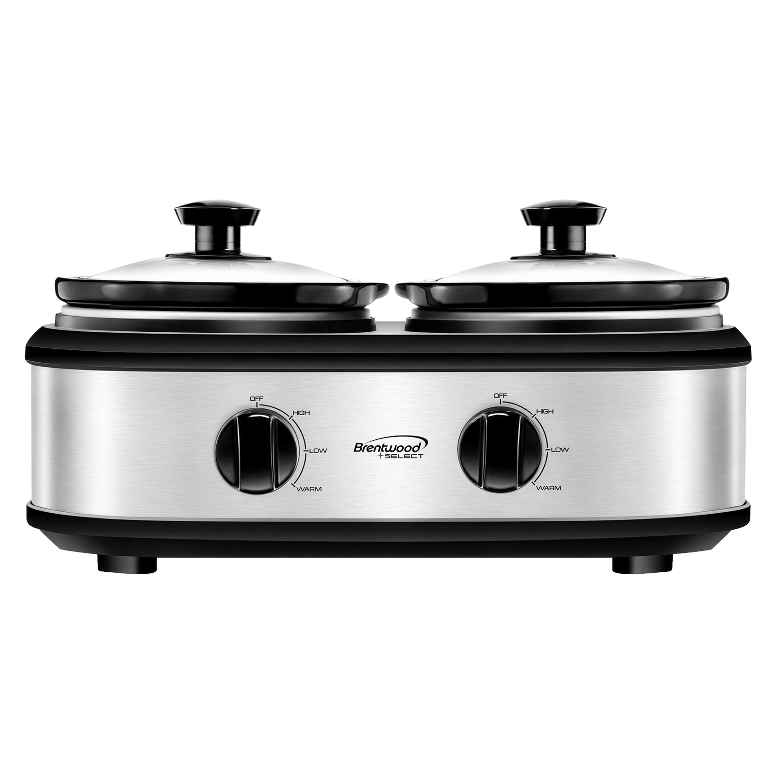 Coming Soon - Brentwood Select SC-2X125S Double Slow Cooker, Buffet Server, and Food Warmer, 2 x 1.25 Quart Pots, Adjustable Temperature, Tempered Glass Lids, Silver