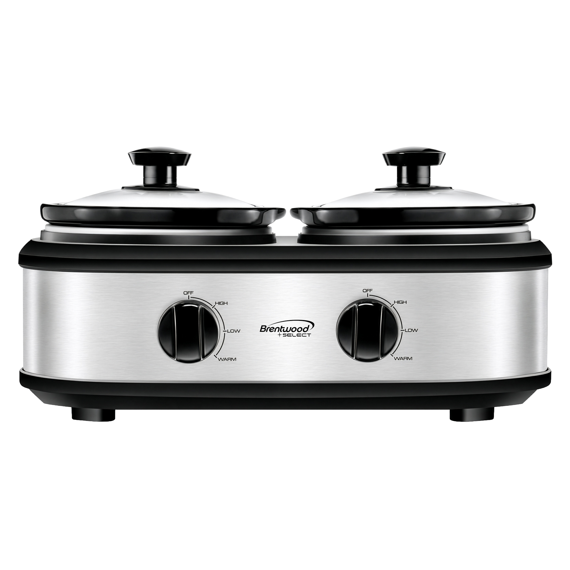 Coming Soon - Brentwood Select SC-2X125S Double Slow Cooker, Buffet Server, and Food Warmer, 2 x 1.25 Quart Pots, Adjustable Temperature, Tempered Glass Lids, Silver