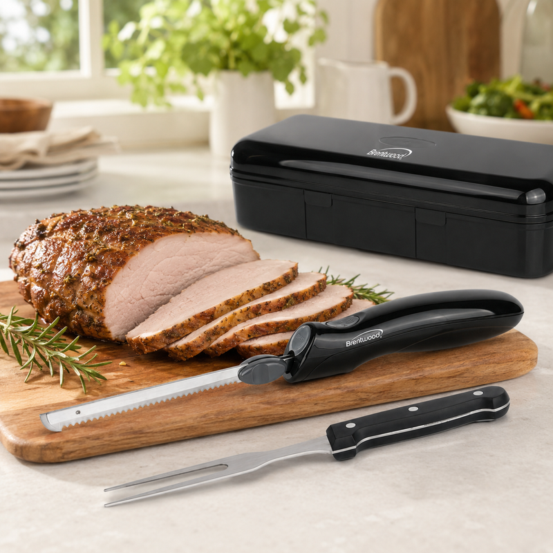 Coming Soon - Brentwood TS-1012BK Comfort Grip Electric Knife Set, Black