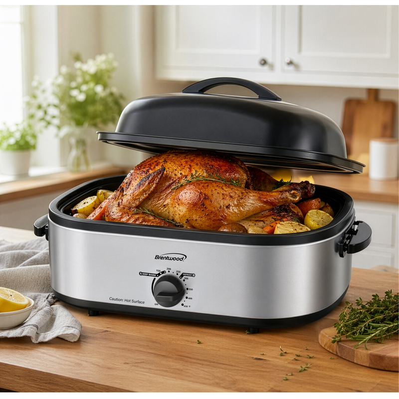 Coming Soon - Brentwood TR-1400S 14 Quart Electric Turkey Roaster Oven, Stainless Steel