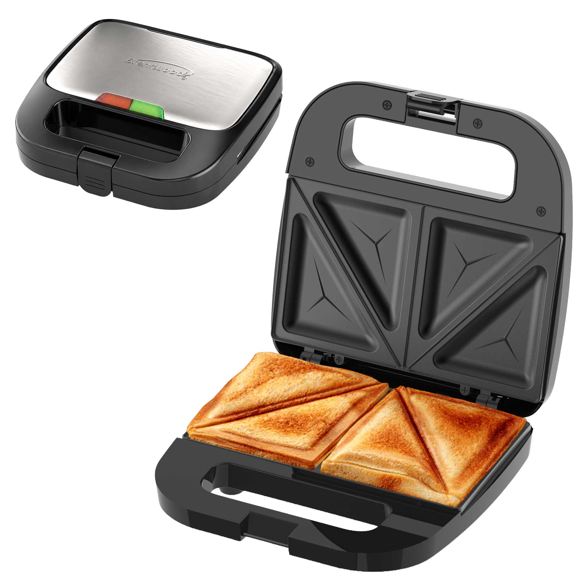 Coming Soon - Brentwood TS-241BK Electric Sealed Sandwich Maker Grill with PFAS-Free Nonstick Plates, Makes Stuffed French Toast, Omelets, Compact & Easy to Store, Black